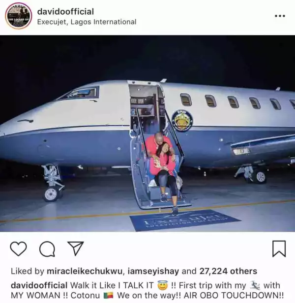 Davido And Chioma Pose On The Stairs Of His Private Jet (Photo)